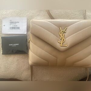 YSL Toy Lou Lou Saint Laurent Dark Beige Quilted Crossbody Bag